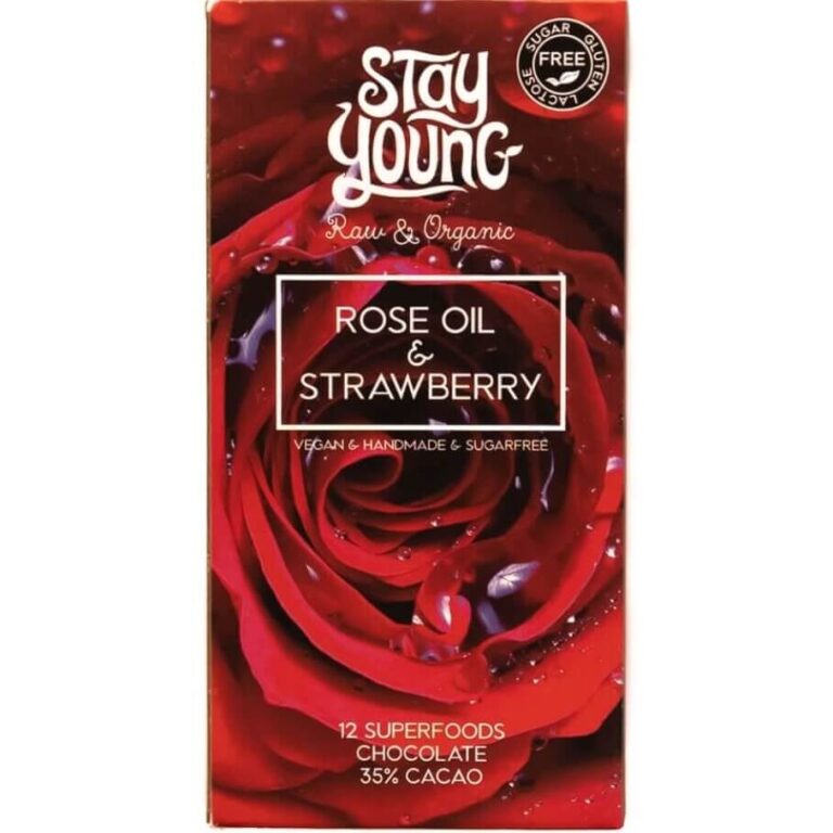 Rose Oil & Strawberry Sugar-Free Raw Chocolate 44g